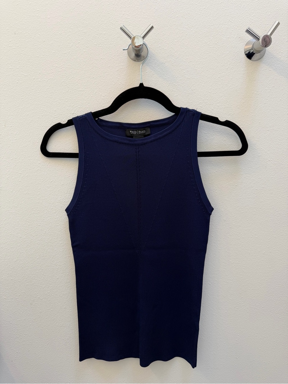 White House Black Market Navy Ribbed Sleeveless Tank